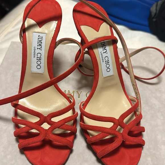 Jimmy Choo brand, meet Mimi,  100mm heel size 8 color is 🌶️ Chili.
